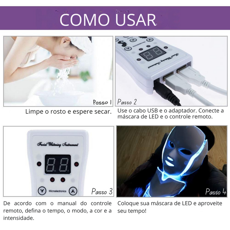 Máscara Terapia de Luzes LED